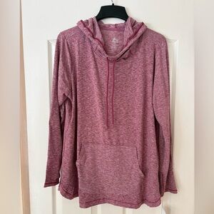 RBX Women's 1X pink/maroon drawstring hoodie tunic.